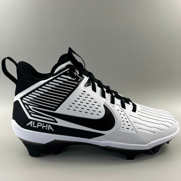Nike Alpha Menace Strong Men Size 12.5 White Black Football Cleats IB2572100 NEW - Picture 1 of 6